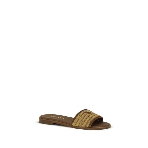 Prada Brown Raffia Women's Slippers - Picture 2 of 4